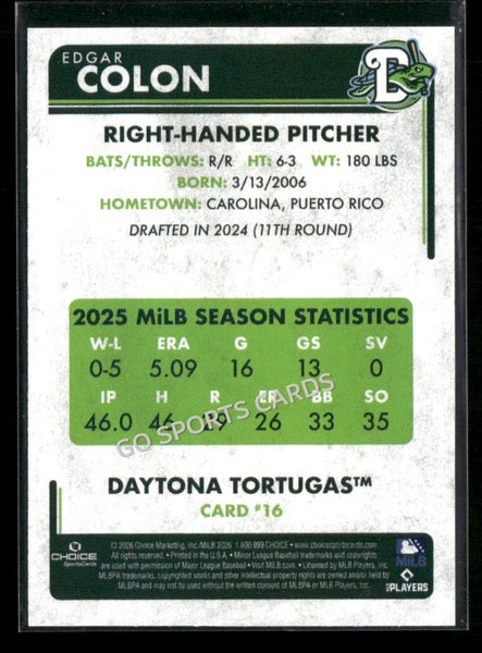 2026 Daytona Tortugas Edgar Colon
