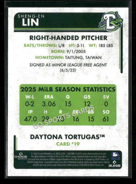 2026 Daytona Tortugas Sheng En Lin