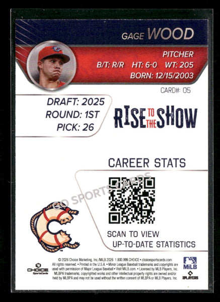 2026 Clearwater Threshers Rise To The Show Top Prospects GOLD Gage Wood