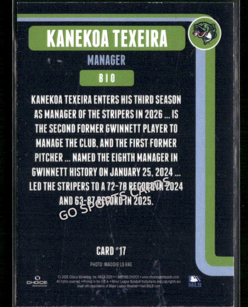 2026 Gwinnett Stripers Kanekoa Texeira