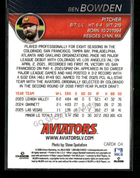 2026 Las Vegas Aviators Ben Bowden