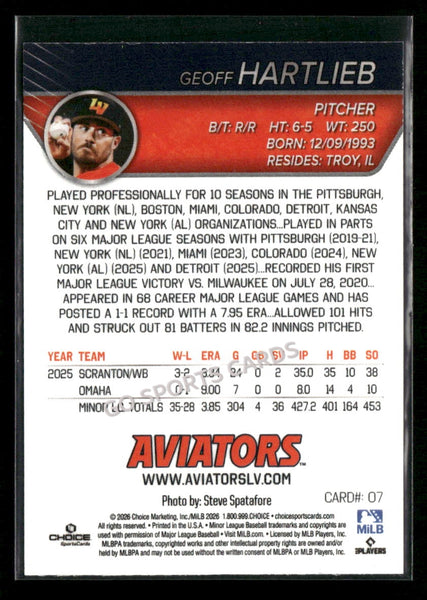 2026 Las Vegas Aviators Geoff Hartlieb