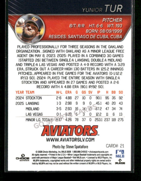 2026 Las Vegas Aviators Yunior Tur