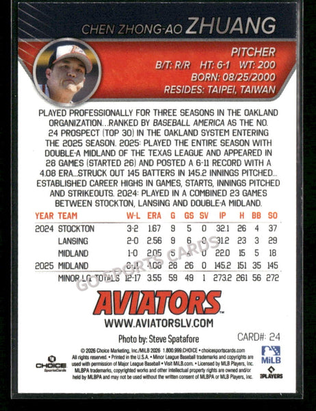 2026 Las Vegas Aviators Chen Zhong Ao Zhuang