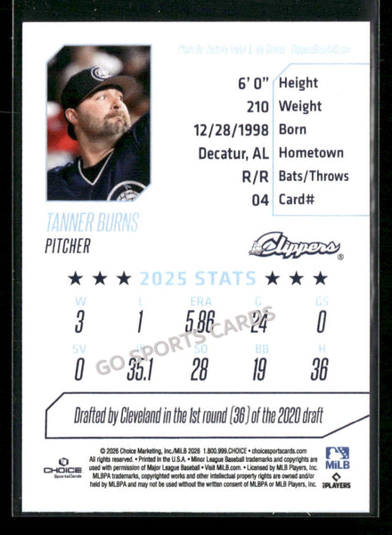 2026 Columbus Clippers Tanner Burns
