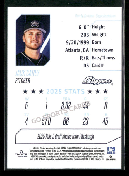 2026 Columbus Clippers Jack Carey