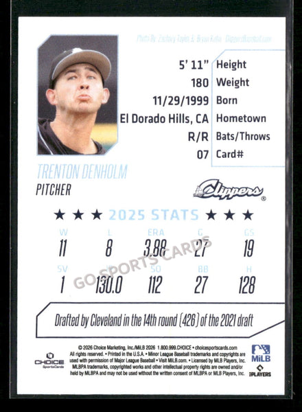 2026 Columbus Clippers Trenton Denholm