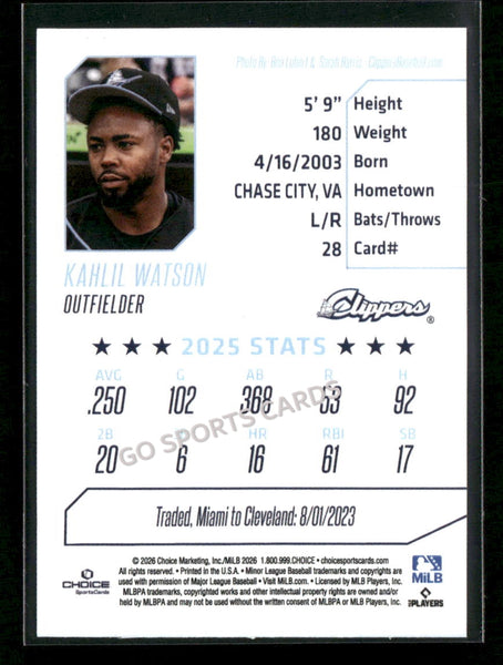 2026 Columbus Clippers Kahlil Watson