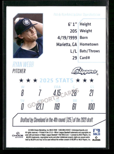 2026 Columbus Clippers Ryan Webb