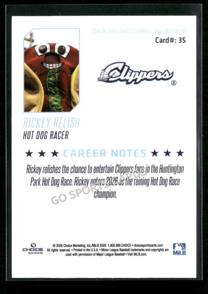 2026 Columbus Clippers Rickey Relish Mascot