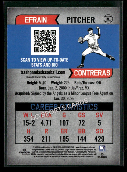 2026 Rocket City Trash Pandas Efrain Contreras