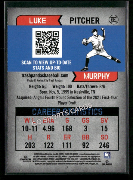 2026 Rocket City Trash Pandas Luke Murphy