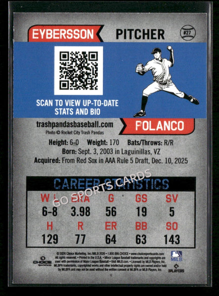 2026 Rocket City Trash Pandas Eybersson Polanco
