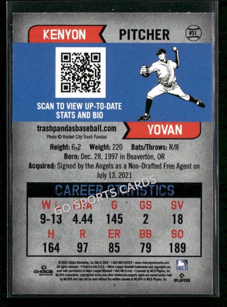 2026 Rocket City Trash Pandas Kenyon Yovan