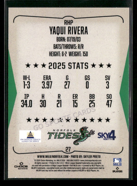 2026 Norfolk Tides Yaqui Rivera