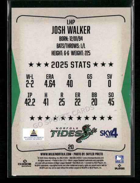 2026 Norfolk Tides Josh Walker
