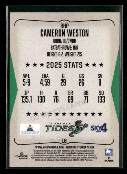 2026 Norfolk Tides Cameron Weston