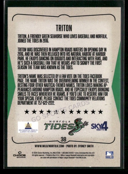 2026 Norfolk Tides Triton Mascot
