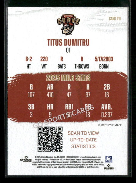 2026 Altoona Curve Titus Dumitru