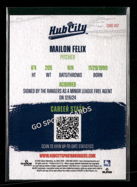 2026 Hub City Spartanburgers Mailon Felix