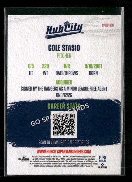 2026 Hub City Spartanburgers Cole Stasio