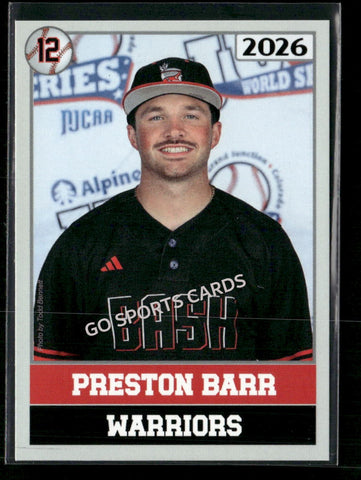 2026 JUCO Wabash Valley College Warriors Preston Barr