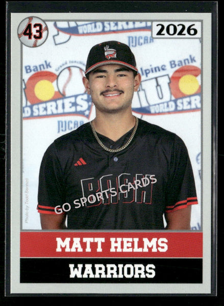 2026 JUCO Wabash Valley College Warriors Matt Helms
