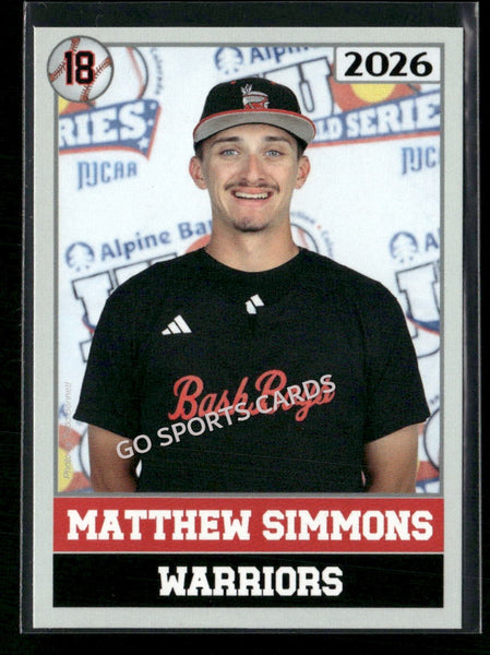2026 JUCO Wabash Valley College Warriors Matthew Simmons