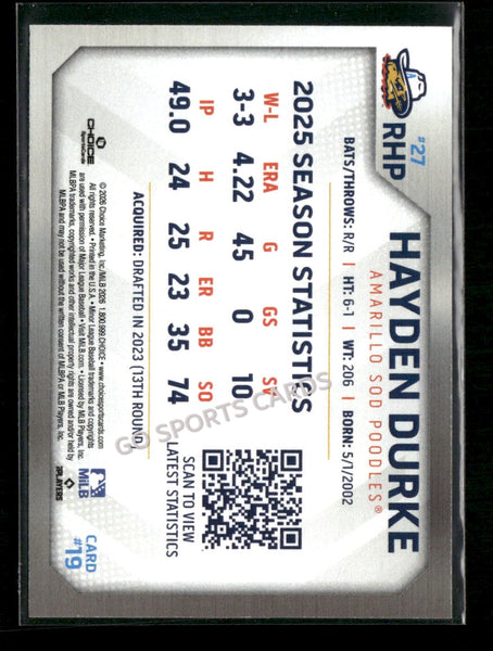 2026 Amarillo Sod Poodles Hayden Durke