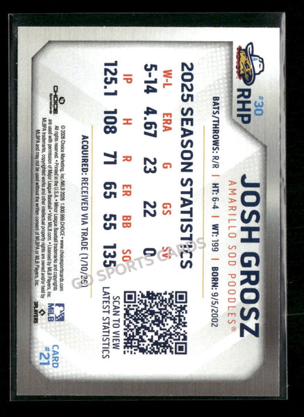 2026 Amarillo Sod Poodles Josh Grosz