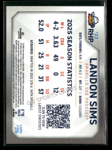 2026 Amarillo Sod Poodles Landon Sims