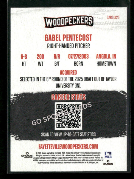 2026 Fayetteville Woodpeckers Gabel Pentecost