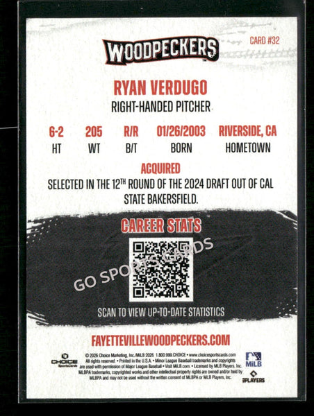 2026 Fayetteville Woodpeckers Ryan Verdugo