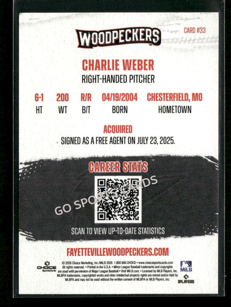 2026 Fayetteville Woodpeckers Charlie Weber