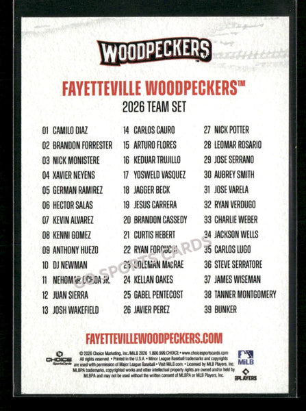 2026 Fayetteville Woodpeckers Header Checklist