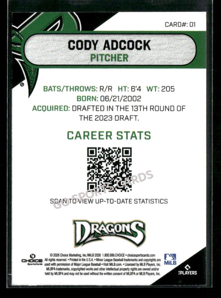 2026 Dayton Dragons Cody Adcock