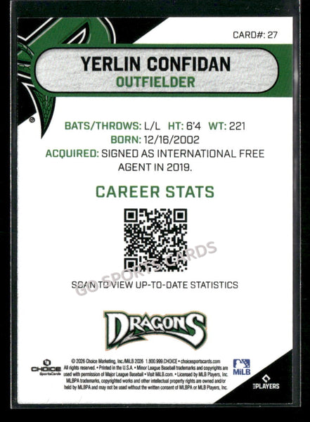 2026 Dayton Dragons Yerlin Confidan