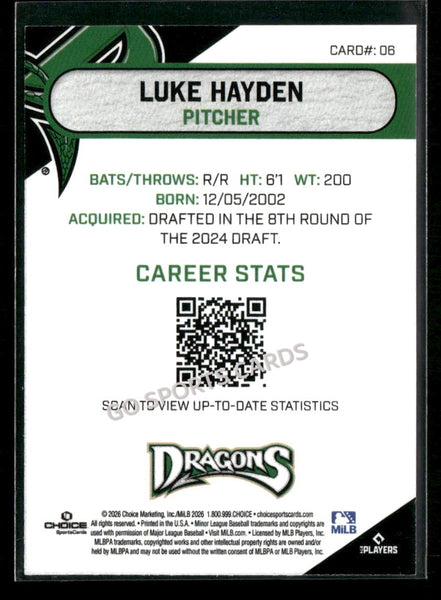 2026 Dayton Dragons Luke Hayden