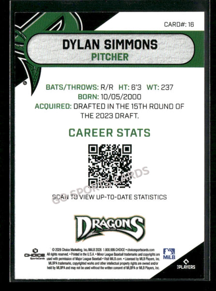 2026 Dayton Dragons Dylan Simmons