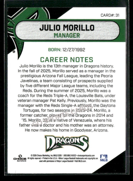 2026 Dayton Dragons Julio Morillo