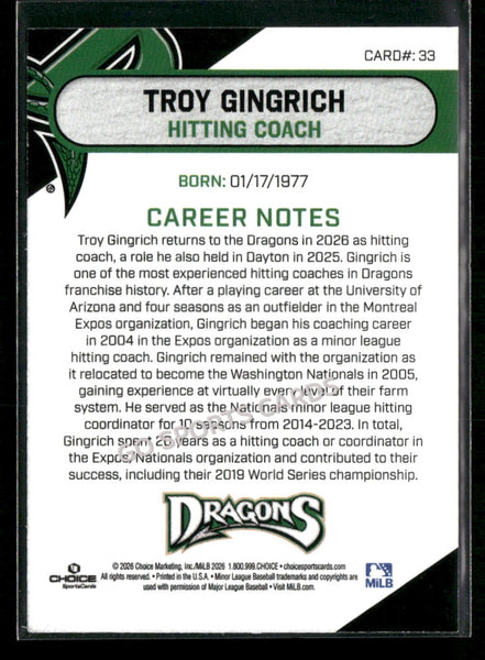2026 Dayton Dragons Troy Gingrich