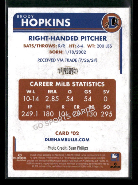 2026 AAA Top Prospects Durham Bulls Brody Hopkins