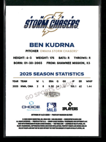 2026 AAA Top Prospects Omaha Storm Chasers Ben Kudrna