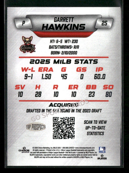 2026 AAA Top Prospects El Paso Chihuahuas Garrett Hawkins