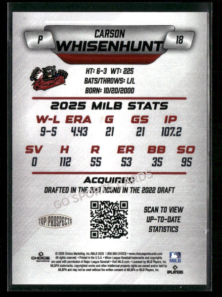 2026 AAA Top Prospects Sacramento River Cats Carson Whisenhunt