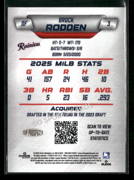 2026 AAA Top Prospects Tacoma Rainiers Brock Rodden