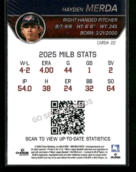 2026 Somerset Patriots Hayden Merda