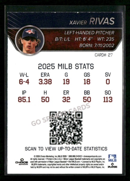 2026 Somerset Patriots Xavier Rivas