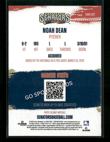2026 Harrisburg Senators Noah Dean