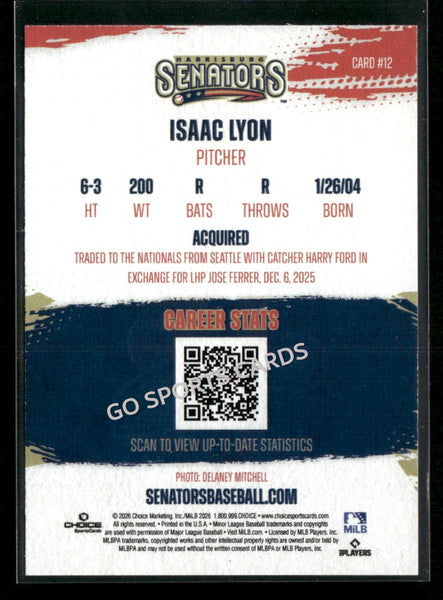 2026 Harrisburg Senators Isaac Lyon